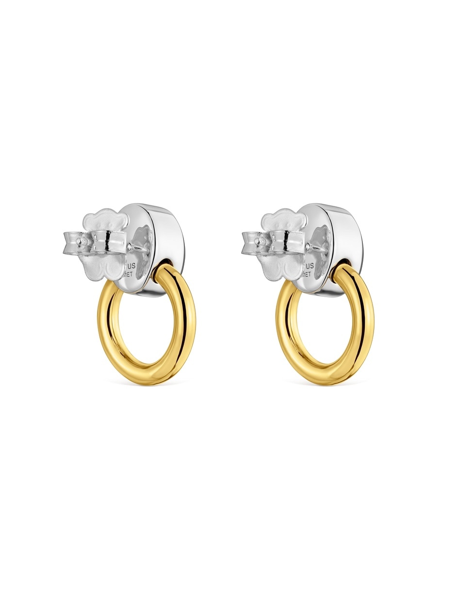 Arete individual ovalada gem power con acabado baño de oro 4