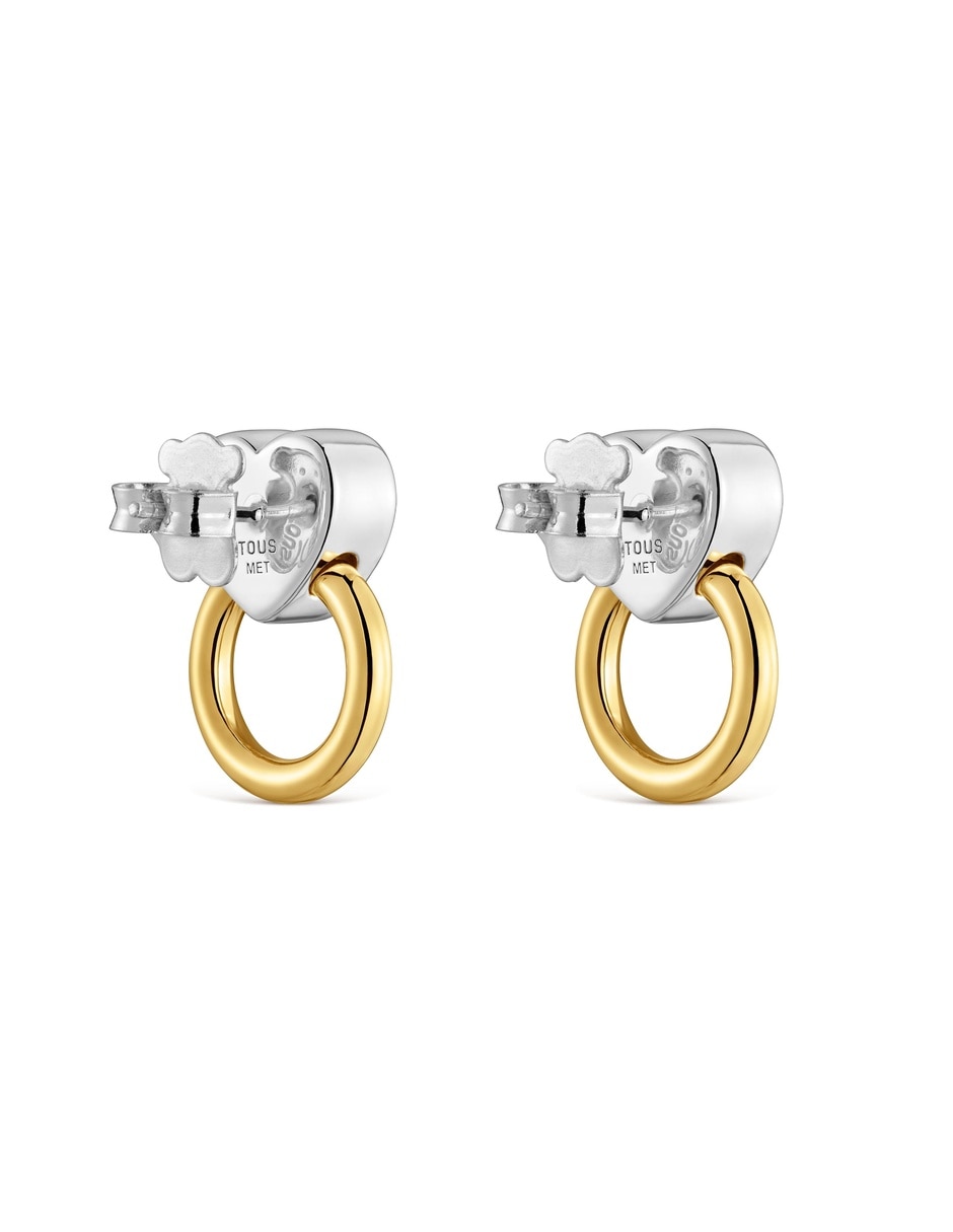 Arete individual de corazón gem power con acabado baño de oro amatista 3