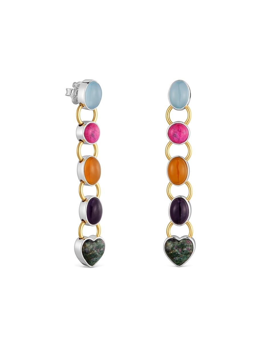 Arete individual de (si aplica) Irregular No aplica GEM POWER de Metal Sin kilataje con acabado Baño de oro Calcedonia 1