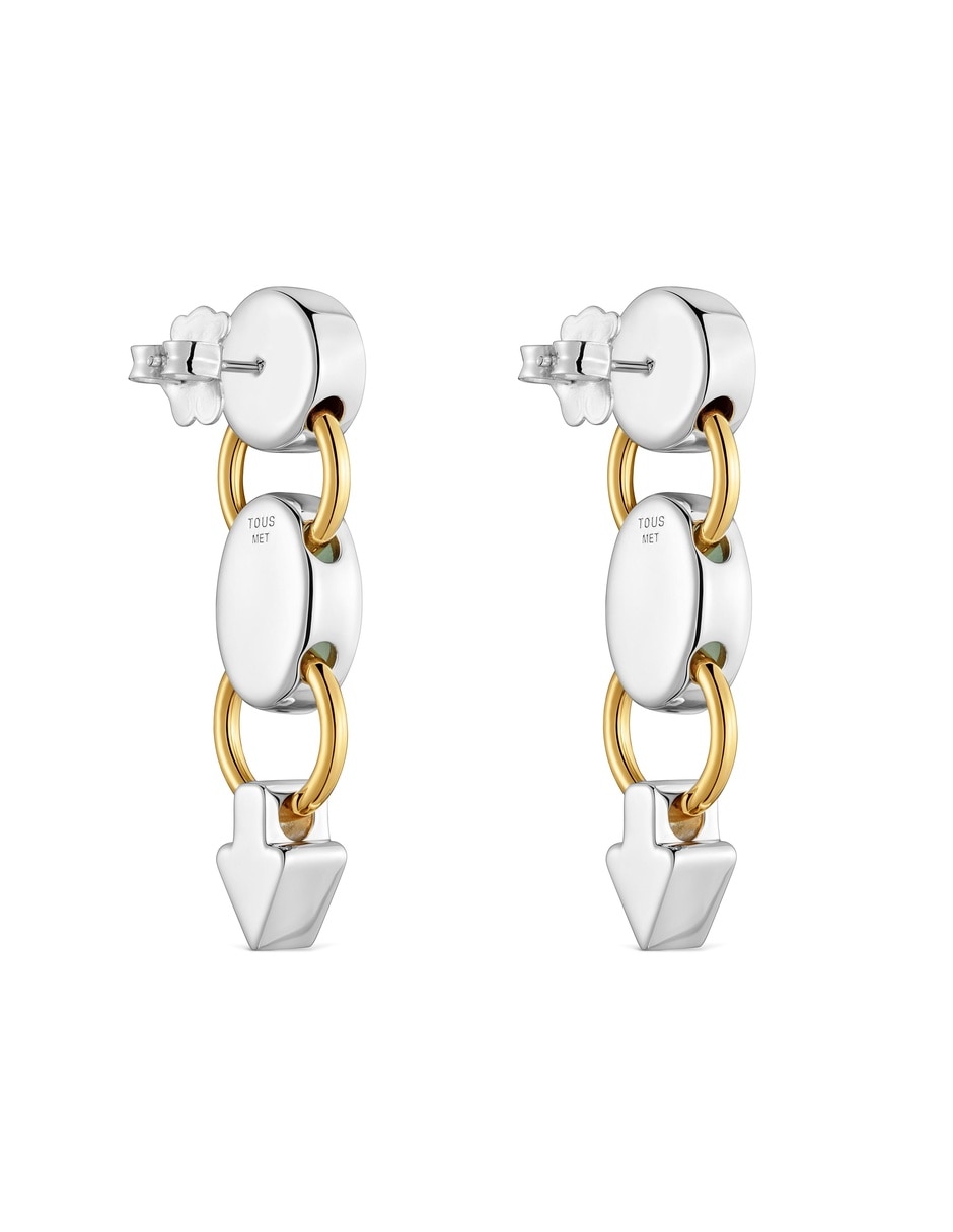 Arete individual de flecha gem power con acabado baño de oro 2