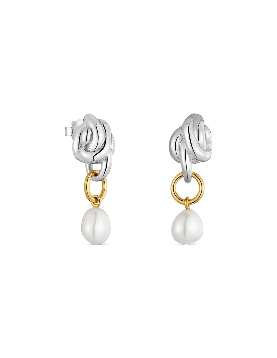 Arete individual lia con acabado baño de oro