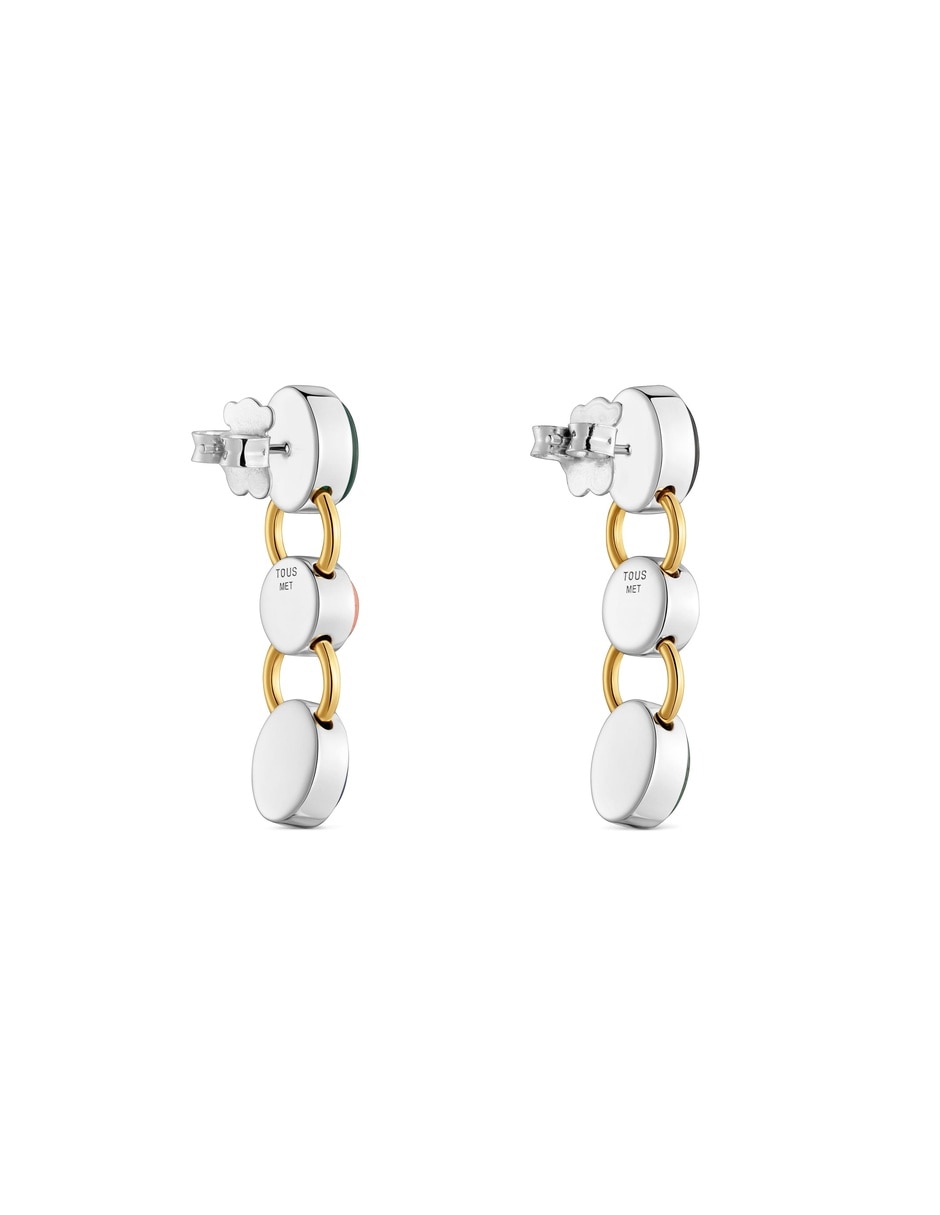 Arete individual ovalada gem power con acabado baño de oro amatista 2