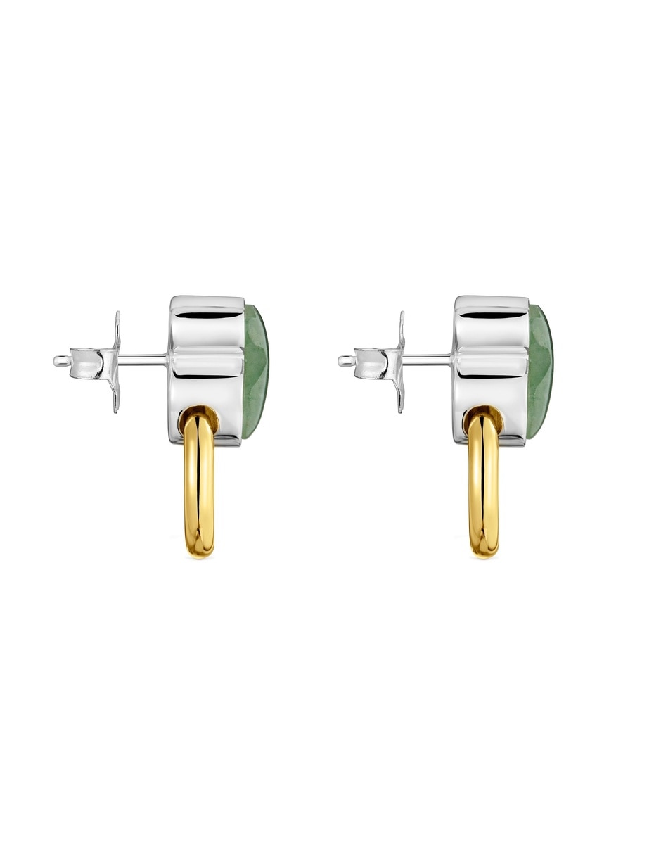 Arete individual de oso gem power con acabado baño de oro aventurina 2