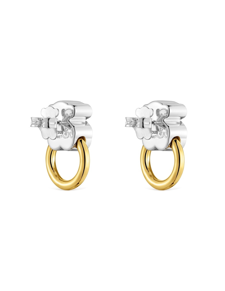 Arete individual de oso gem power con acabado baño de oro aventurina Arete individual de oso gem power con acabado baño de oro aventurina