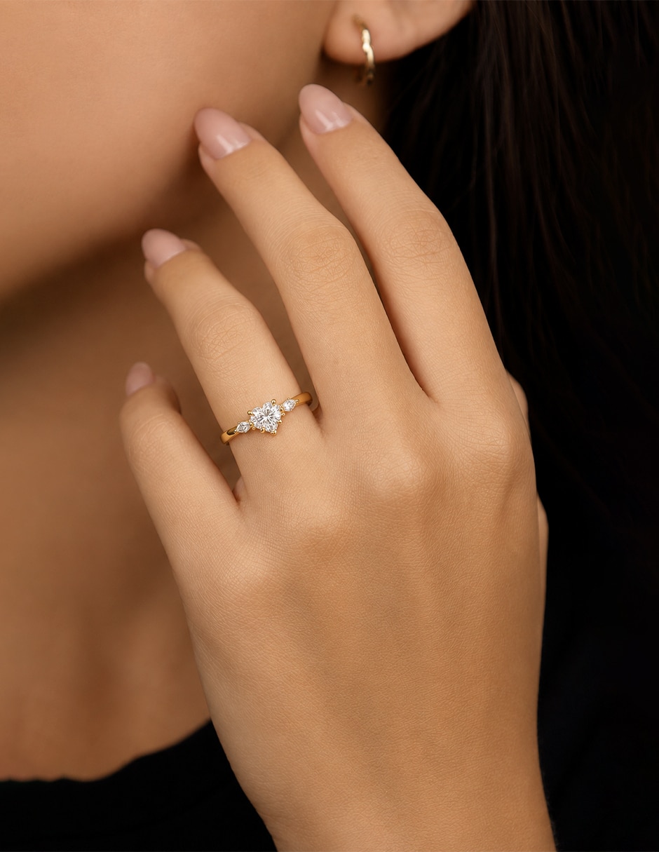 Anillo de compromiso de oro 14 k 2