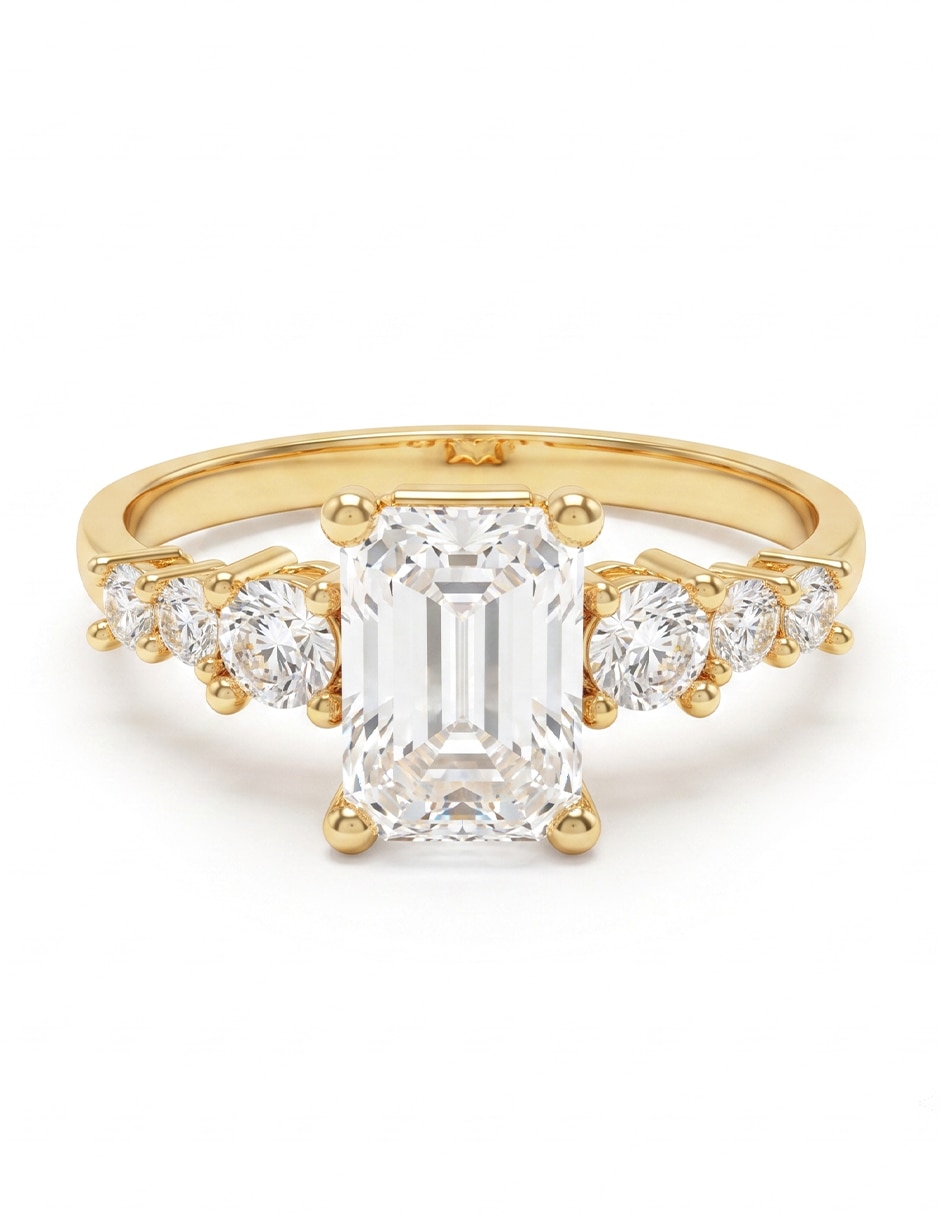 Anillo de compromiso de oro 18 k diamante de laboratorio Anillo de compromiso de oro 18 k diamante de laboratorio