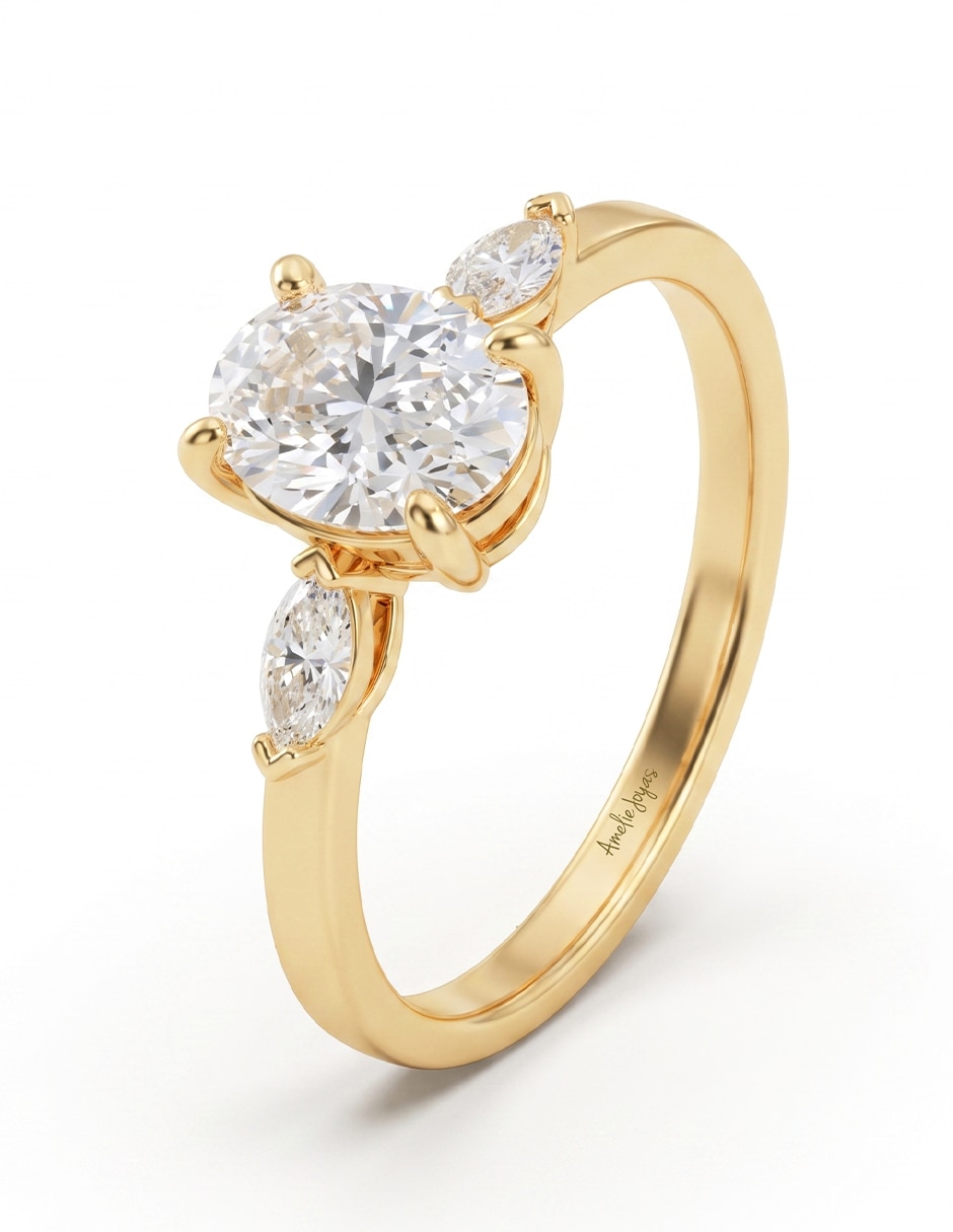 Anillo de compromiso de oro 14 k 6