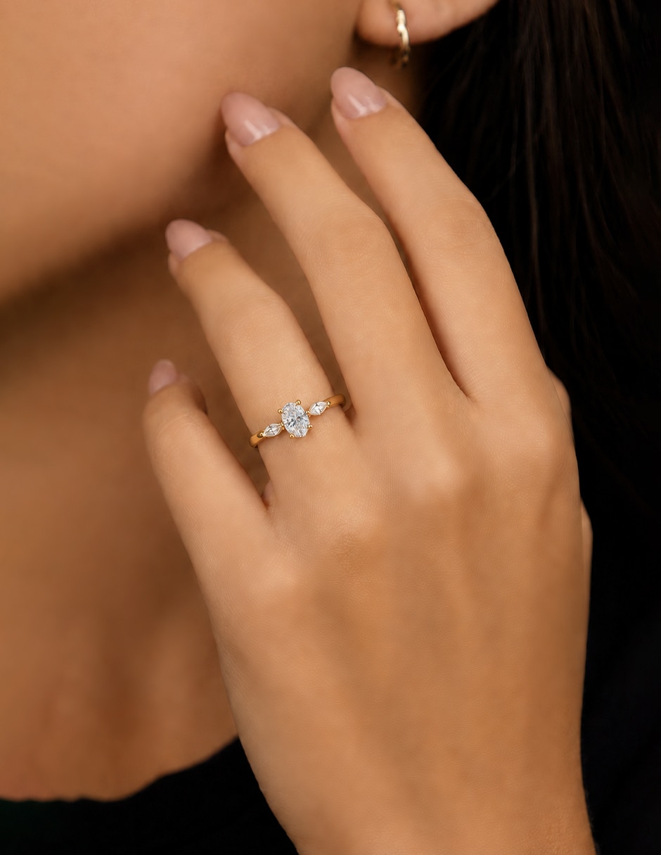Anillo de compromiso de oro 14 k 2