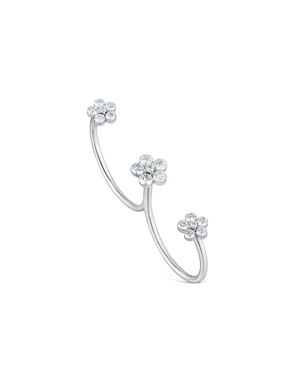 Anillo de flor 9 k de oro blanco