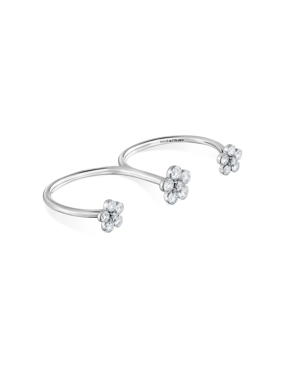 Anillo de flor 9 k de oro blanco 5