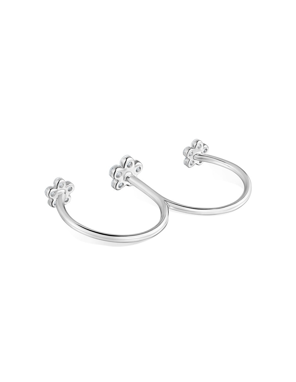 Anillo de flor 9 k de oro blanco
