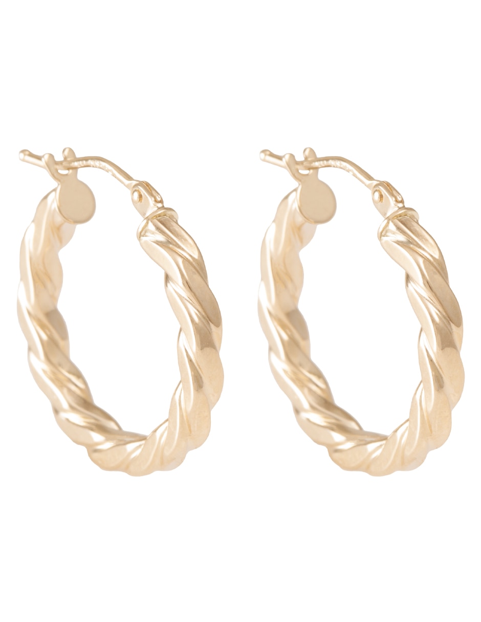 Arracadas de oro 14 K con acabado diamantado Arracadas de oro 14 K con acabado diamantado