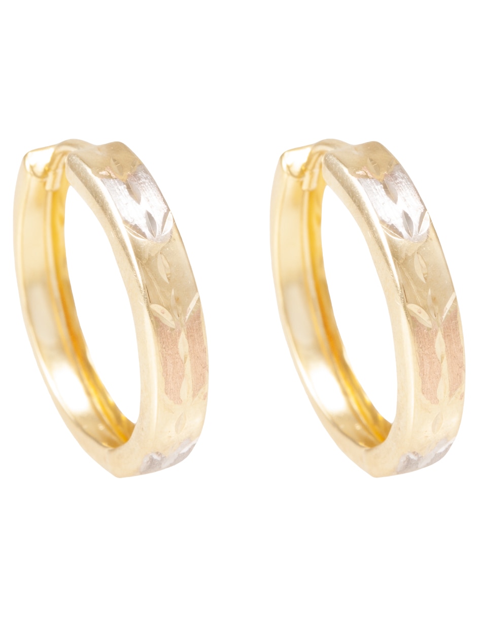 Huggies de (si aplica) Redonda No aplica SIN FAMILIA O COLECCION de Oro 14 K con acabado Diamantado Sin gema