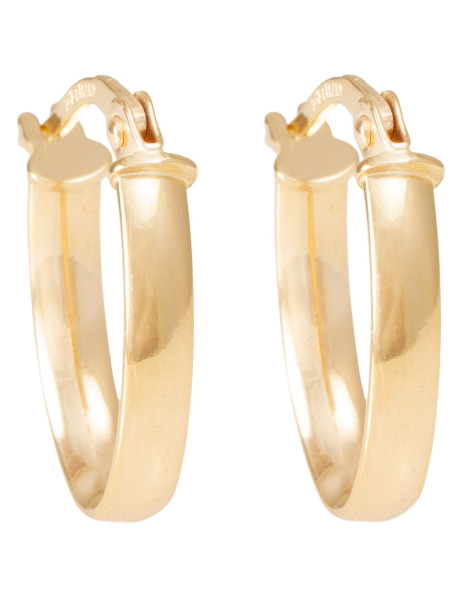 Arracadas ovaladas de oro 14 K con acabado pulido