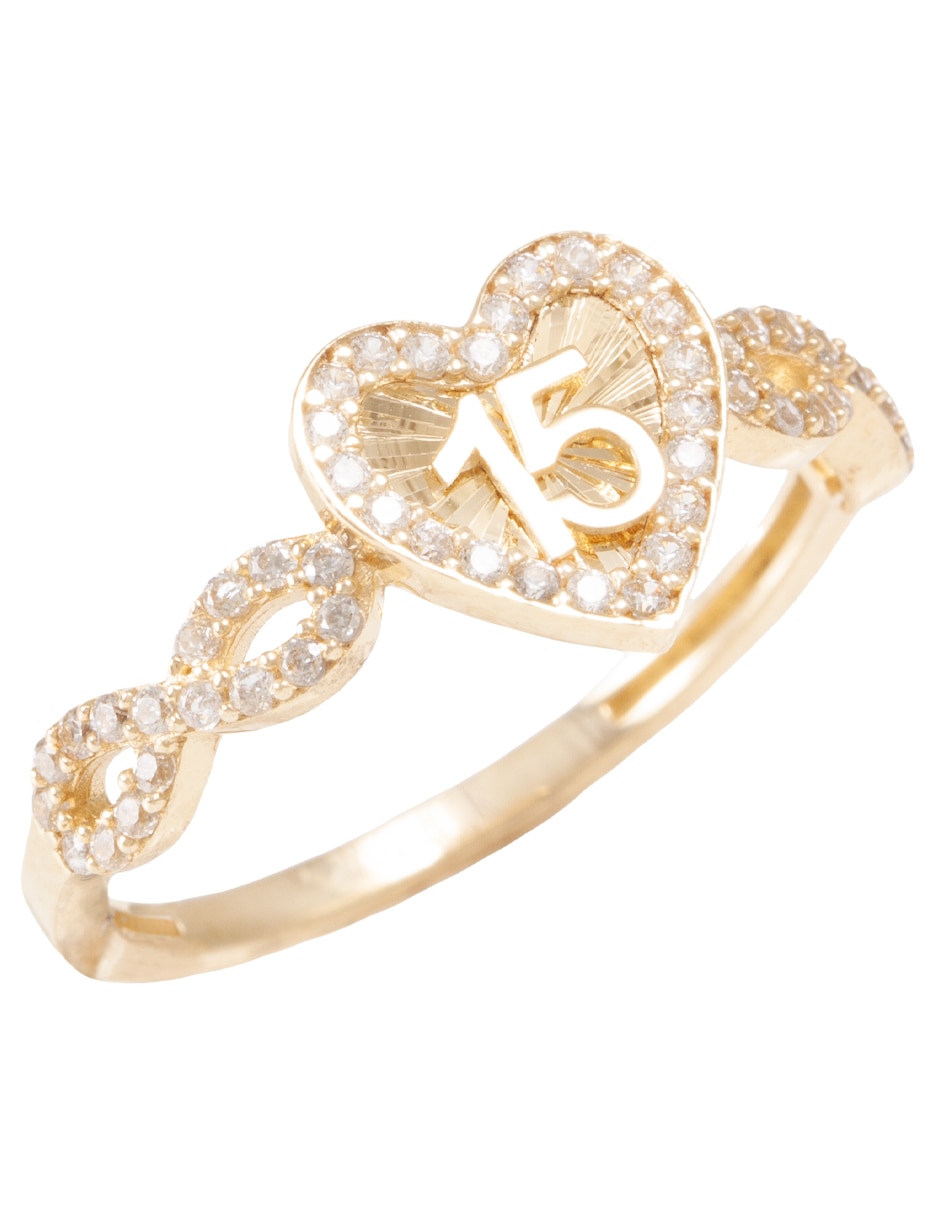 Anillo 14 k de oro zirconia pulido