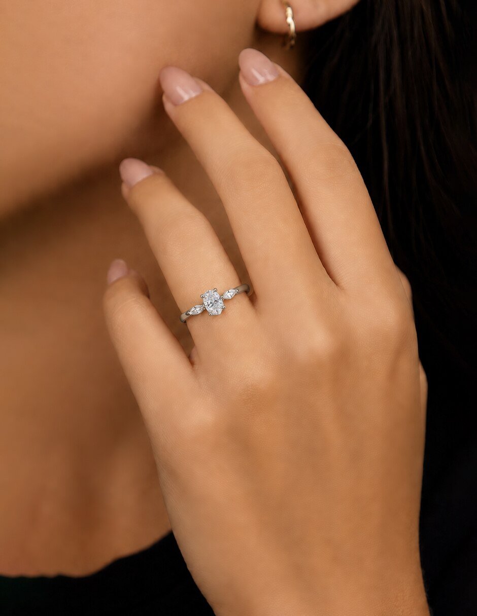 Anillo de compromiso de oro 14 k diamante de laboratorio 5