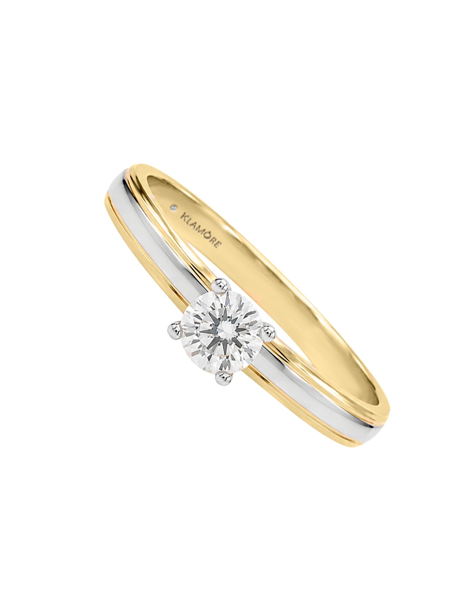 Anillo de compromiso de oro amarillo 14 k monaco diamante