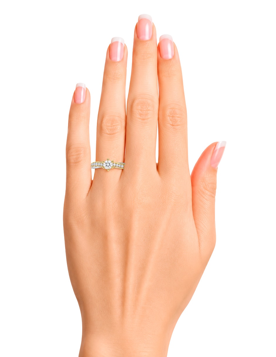Anillo de compromiso de oro blanco 14 k sylvie diamante 6