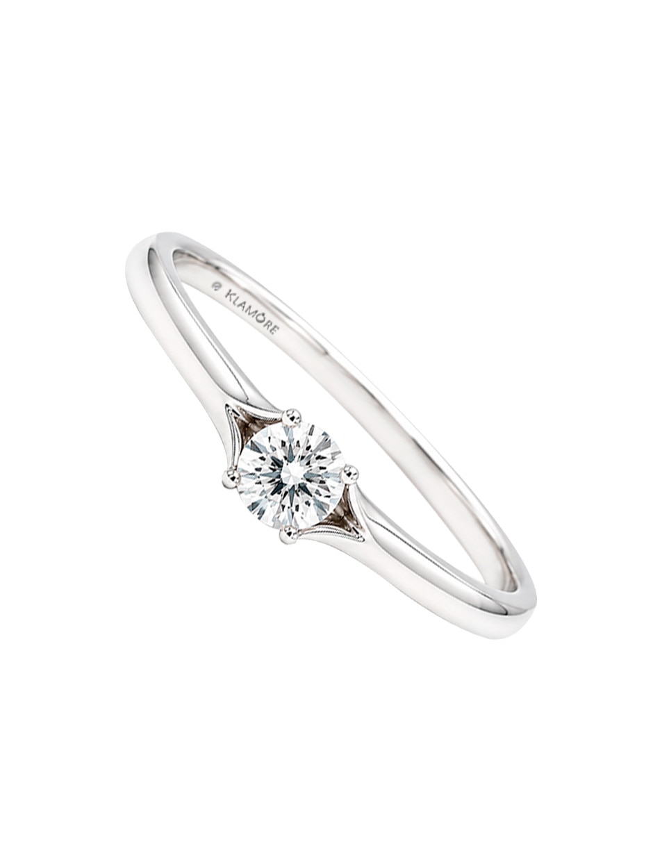 Anillo de compromiso de oro blanco 14 k evadne diamante