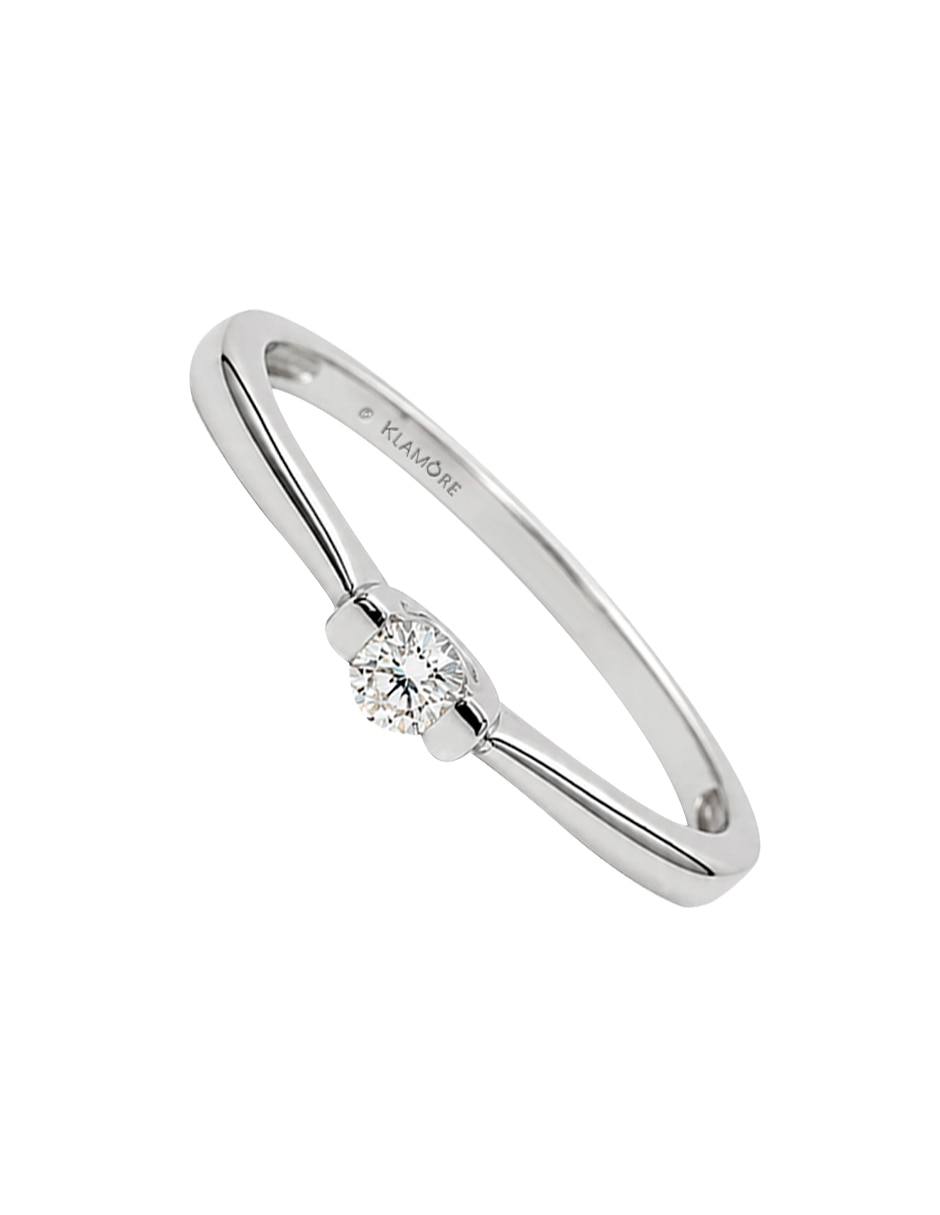 Anillo de compromiso de oro blanco 10 k klamore fer diamante