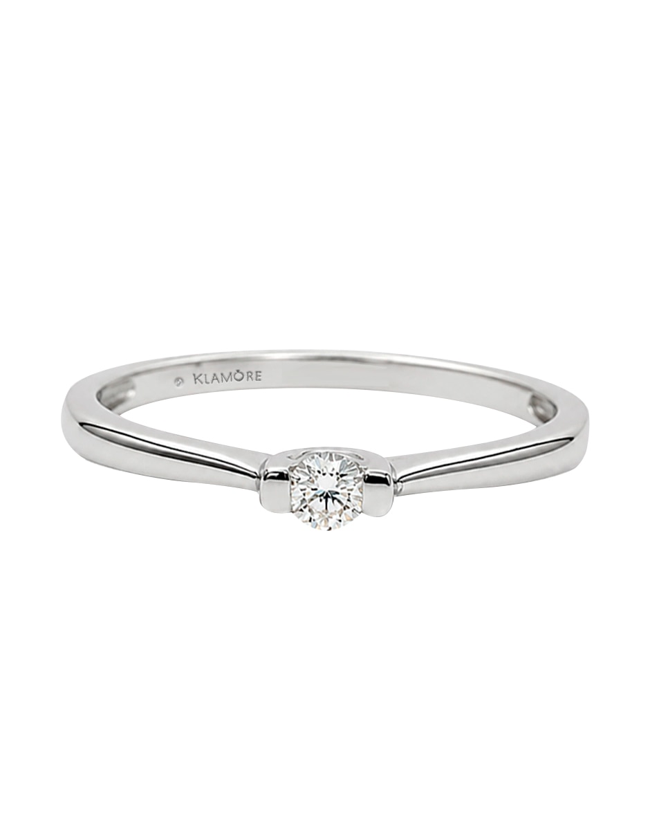 Anillo de compromiso de oro blanco 10 k klamore fer diamante