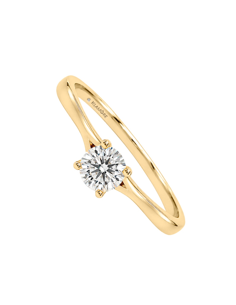 Anillo de compromiso de oro amarillo 14 k klamore isolde diamante