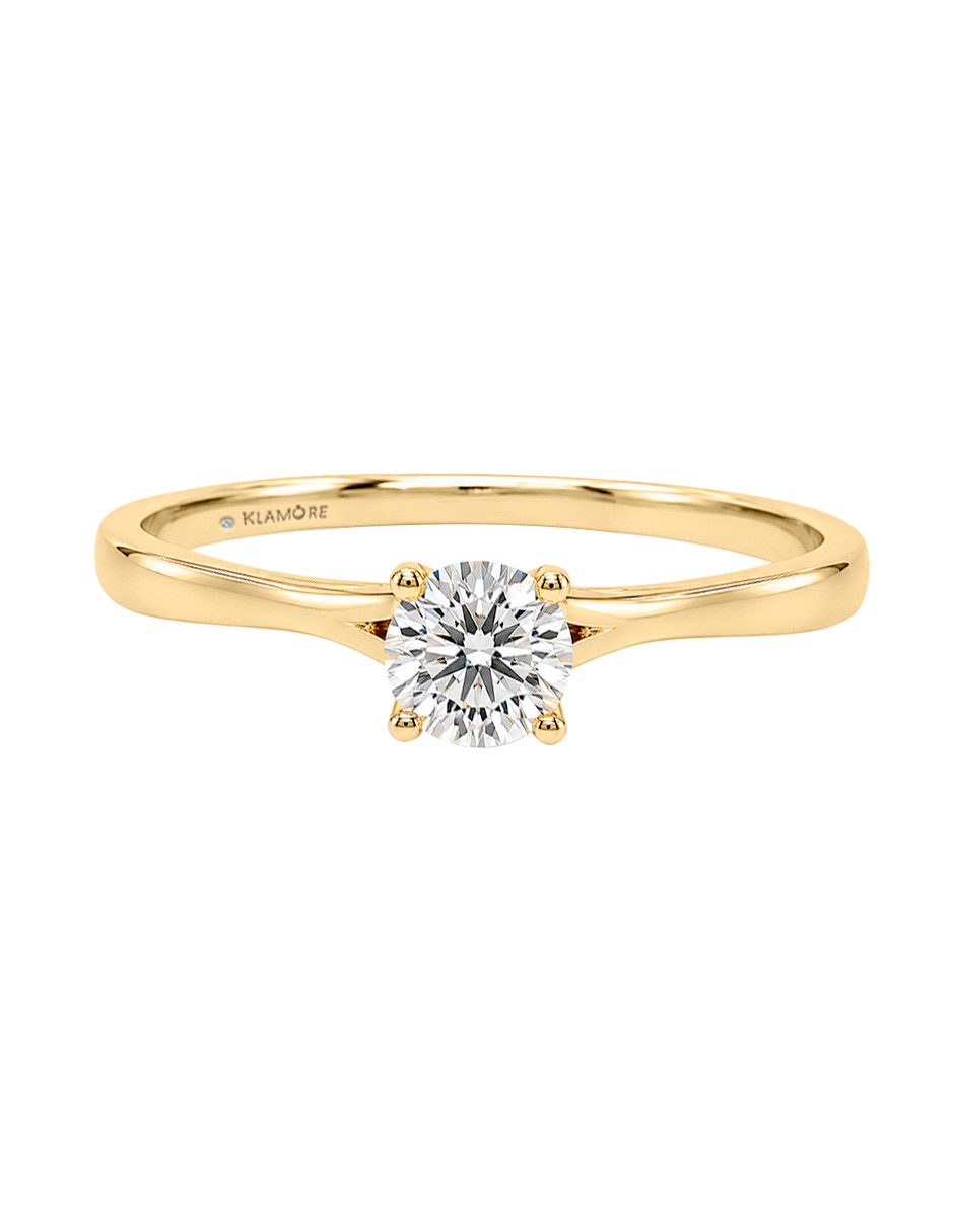 Anillo de compromiso de oro amarillo 14 k klamore isolde diamante