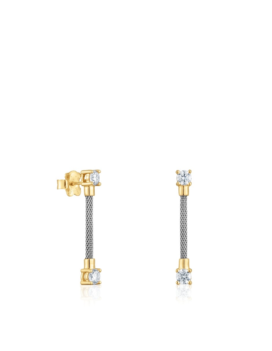 Aretes largos de oro 14 k