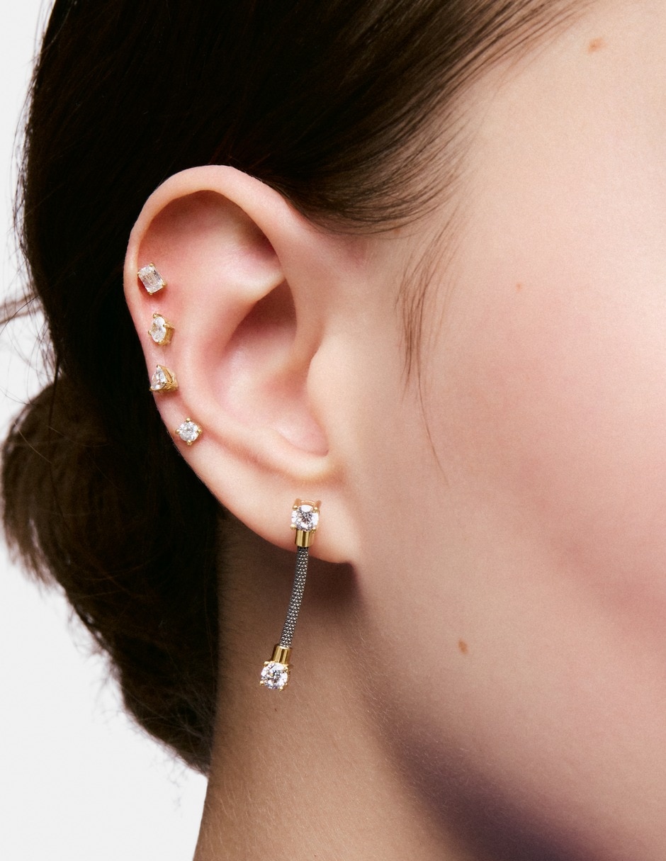 Aretes largos de oro 14 k