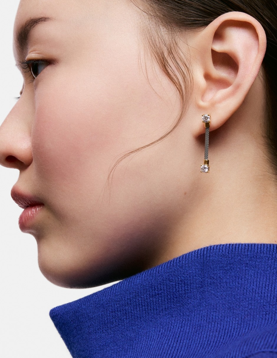 Aretes largos de oro 14 k