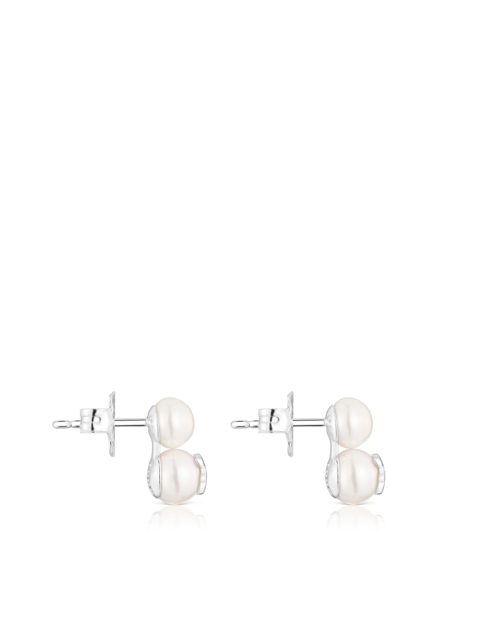 Aretes cortos de perla de plata p 925 con acabado perla 5