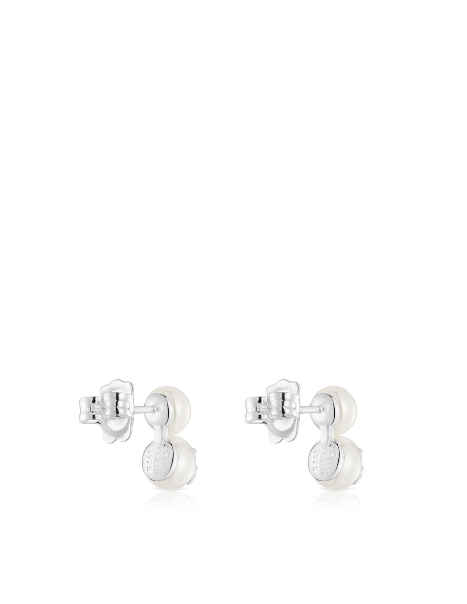 Aretes cortos de perla de plata p 925 con acabado perla