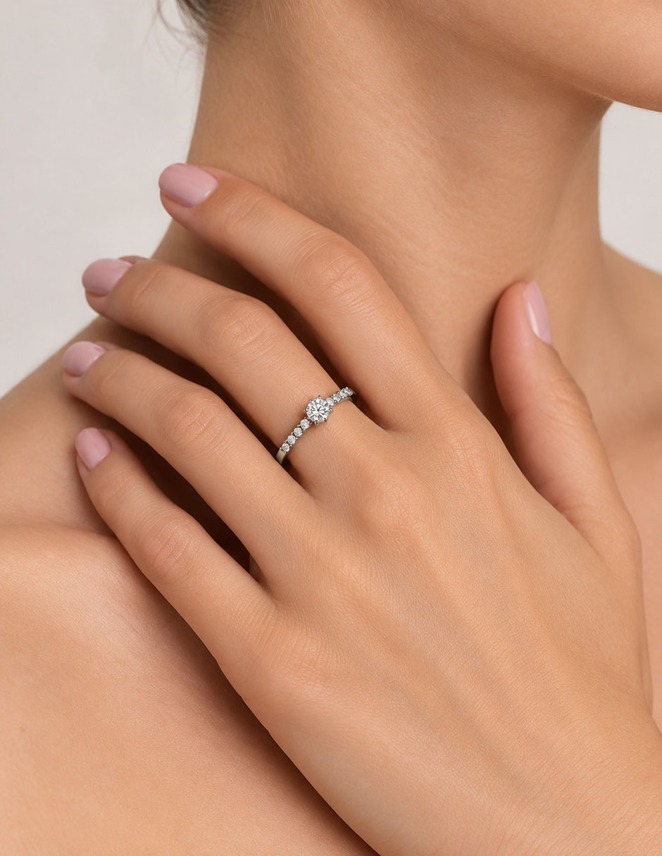 Anillo de compromiso de oro 14 k diamante 3