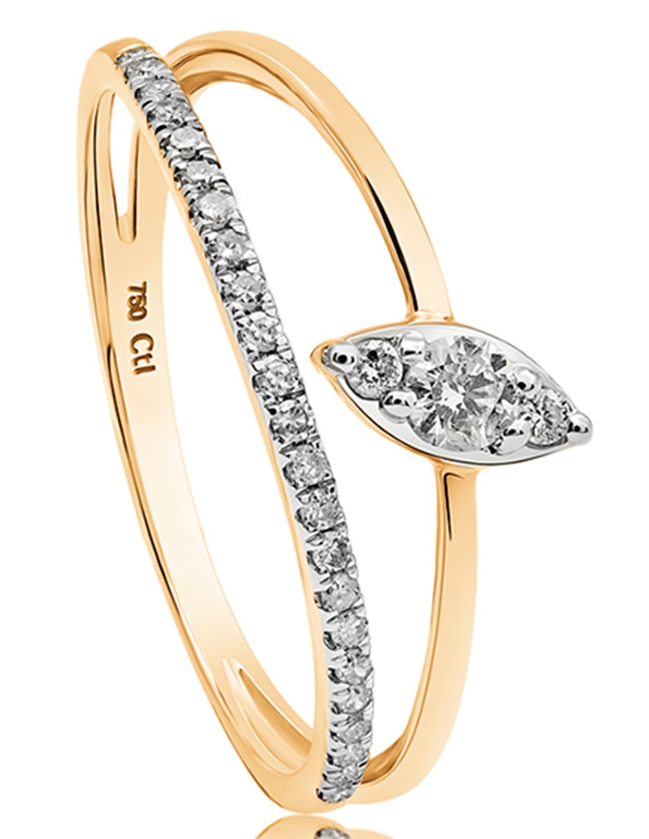 Anillo 14 K de oro diamante pulido
