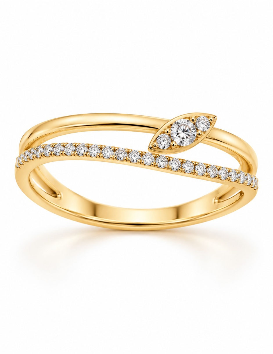 Anillo 14 K de oro diamante pulido 2