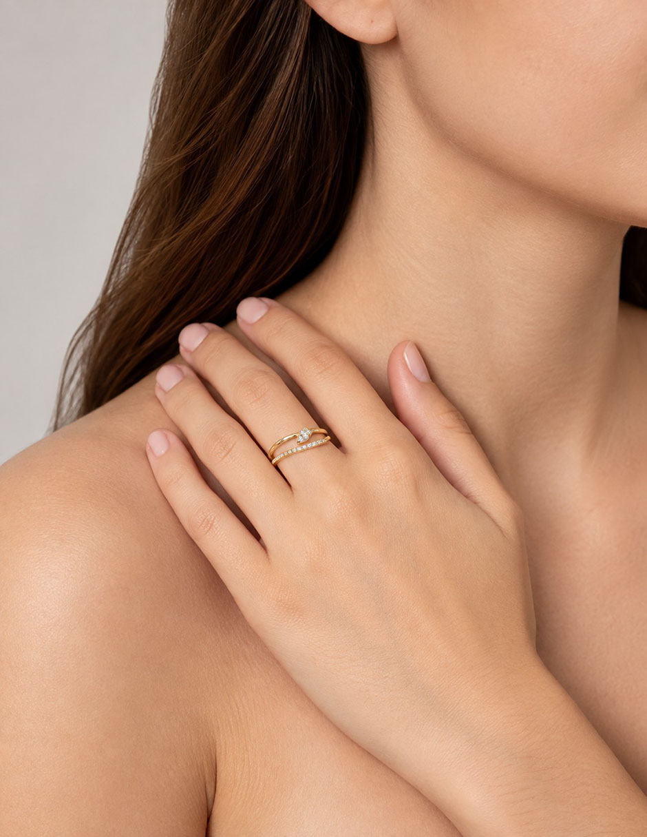 Anillo 14 K de oro diamante pulido 3