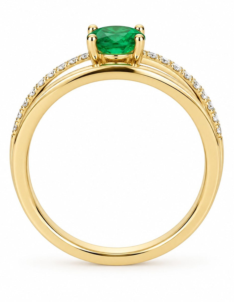 Anillo 14 K de oro diamante baño de rodio 2