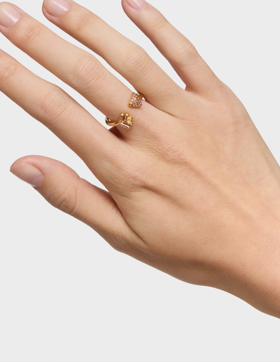 Anillo de flecha de plata vermeil P 925 rodolita con acabado baño de oro