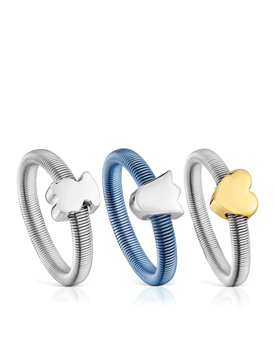 Set de anillos P 925 de plata vermeil baño de oro Set de anillos P 925 de plata vermeil baño de oro
