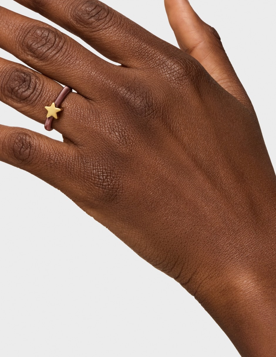 Anillo de estrella de plata vermeil P 925 con acabado baño de oro 3