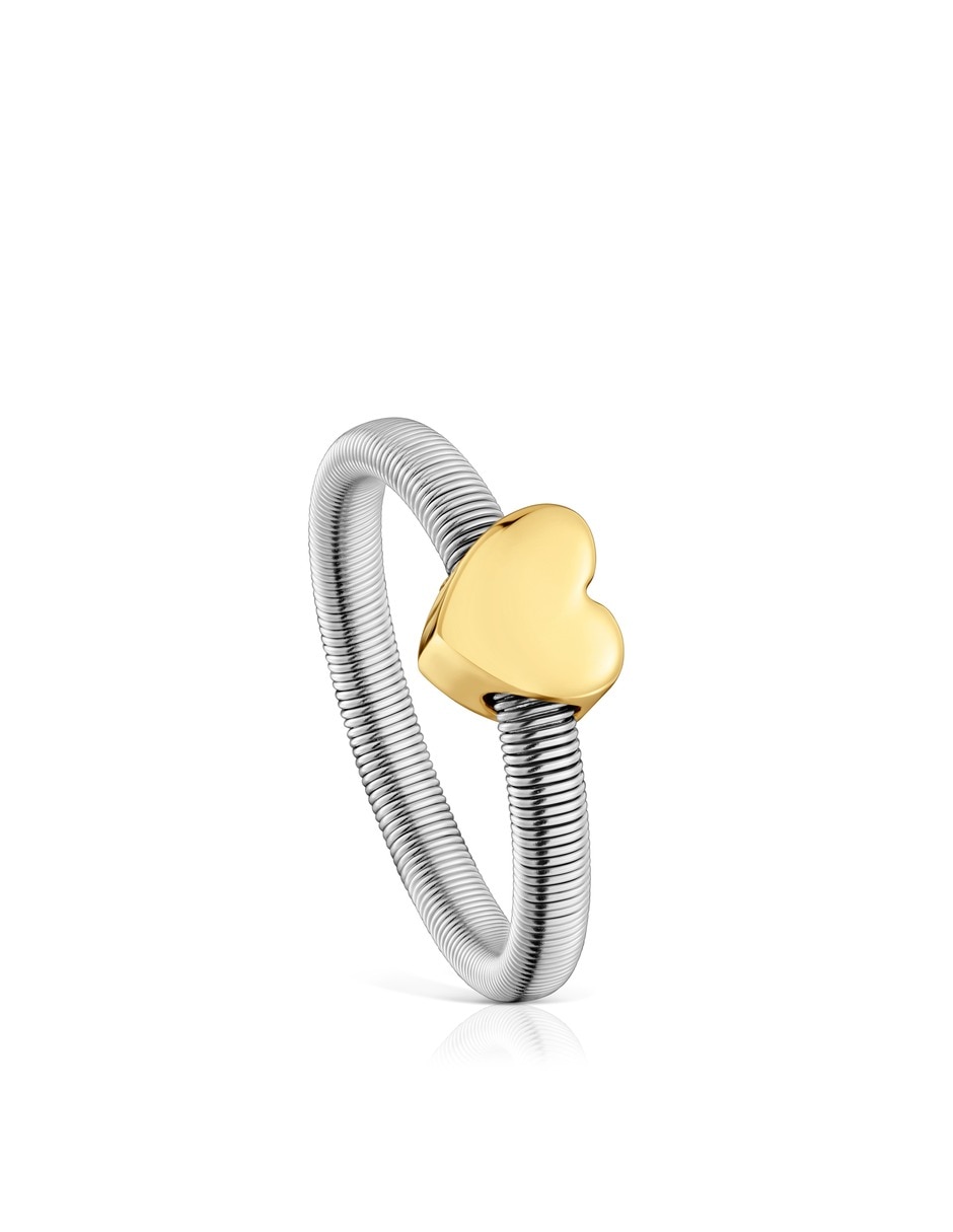 Anillo de corazón de plata vermeil P 925 con acabado baño de oro