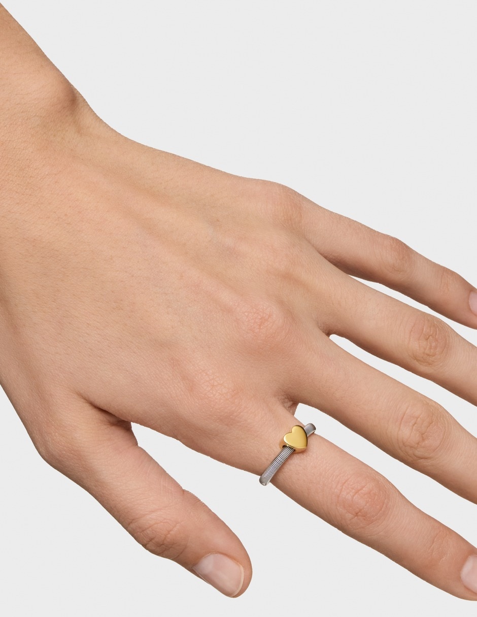 Anillo de corazón de plata vermeil P 925 con acabado baño de oro
