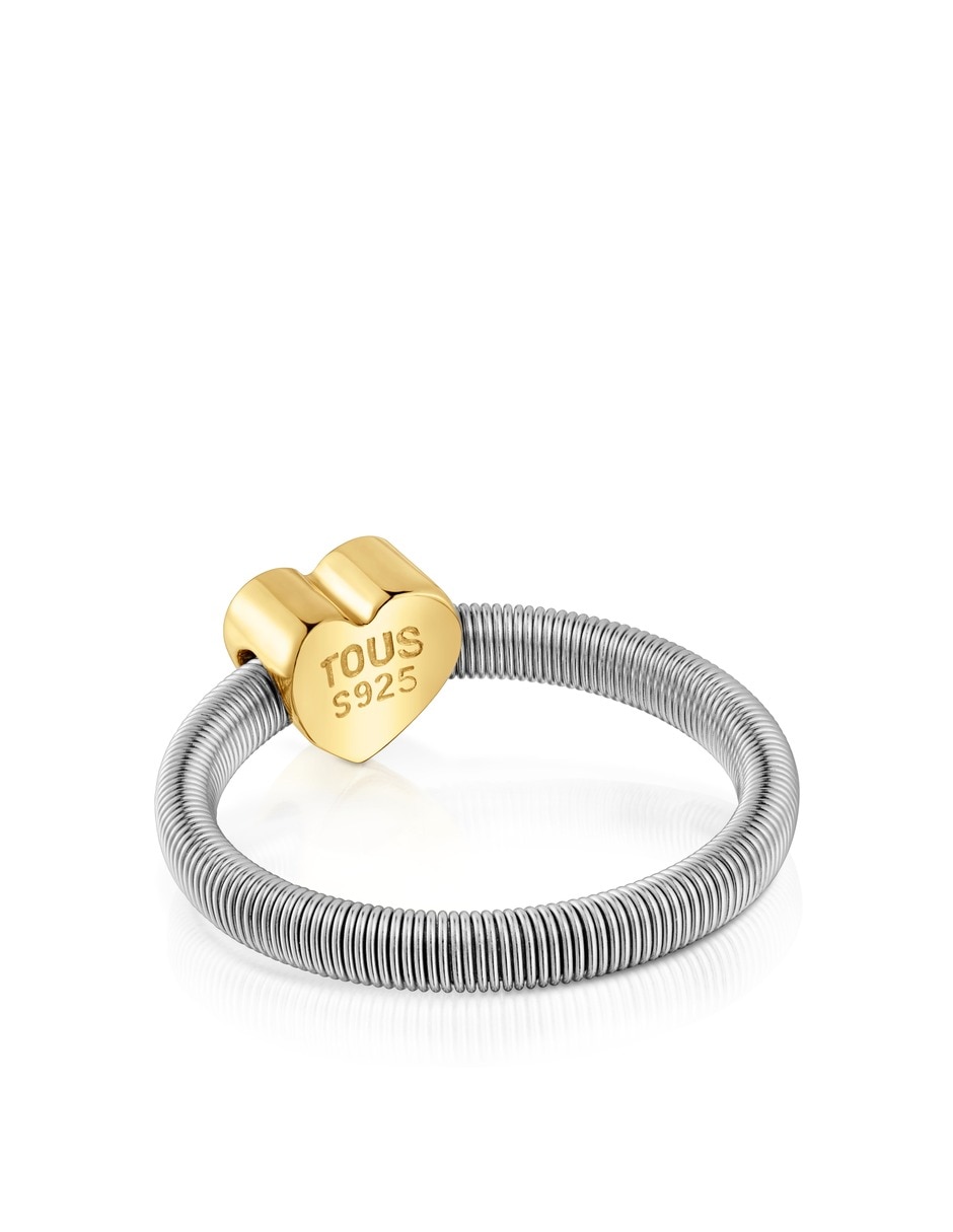 Anillo de corazón de plata vermeil P 925 con acabado baño de oro