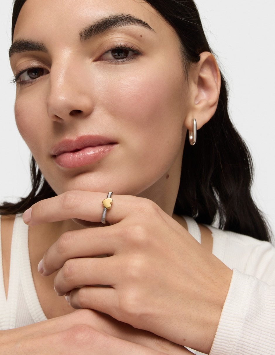 Anillo de corazón de plata vermeil P 925 con acabado baño de oro