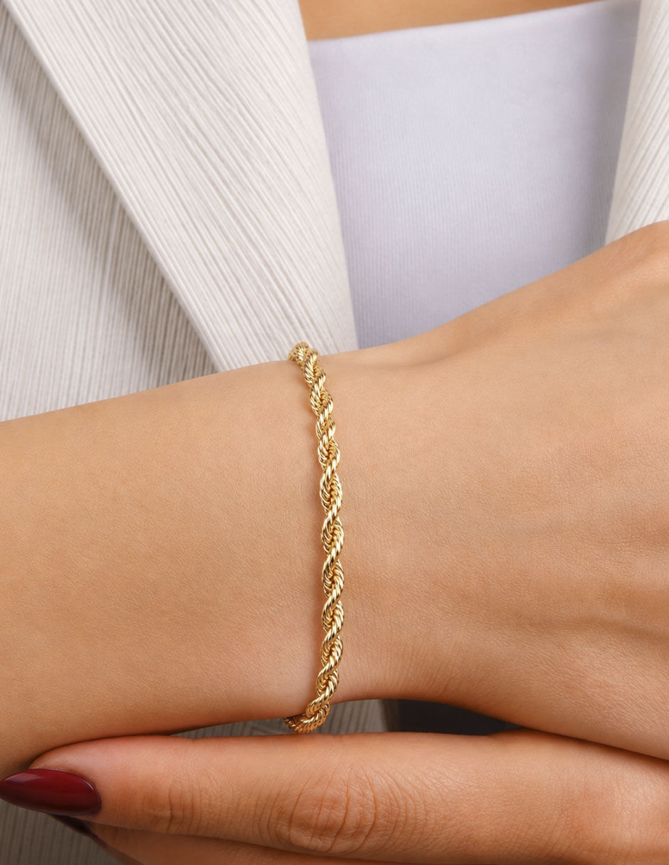 Pulsera de oro 14 K con acabado brillante 4