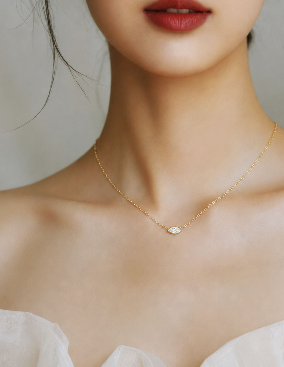 Collar ovalado de oro 14 k 3