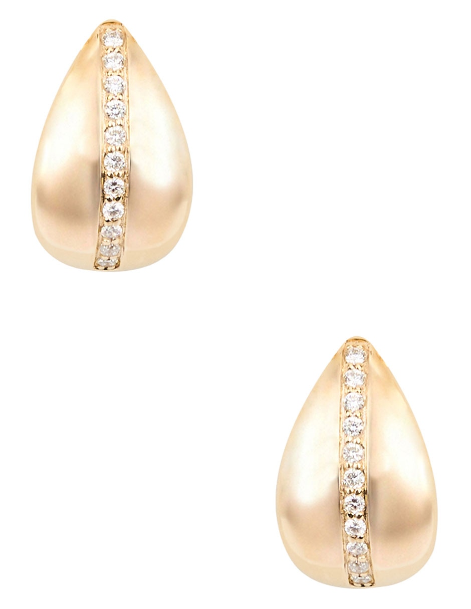 Broqueles de gota de oro 14 k con acabado pavé
