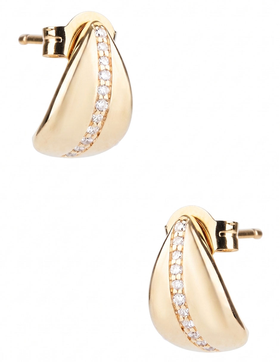 Broqueles de gota de oro 14 k con acabado pavé 3
