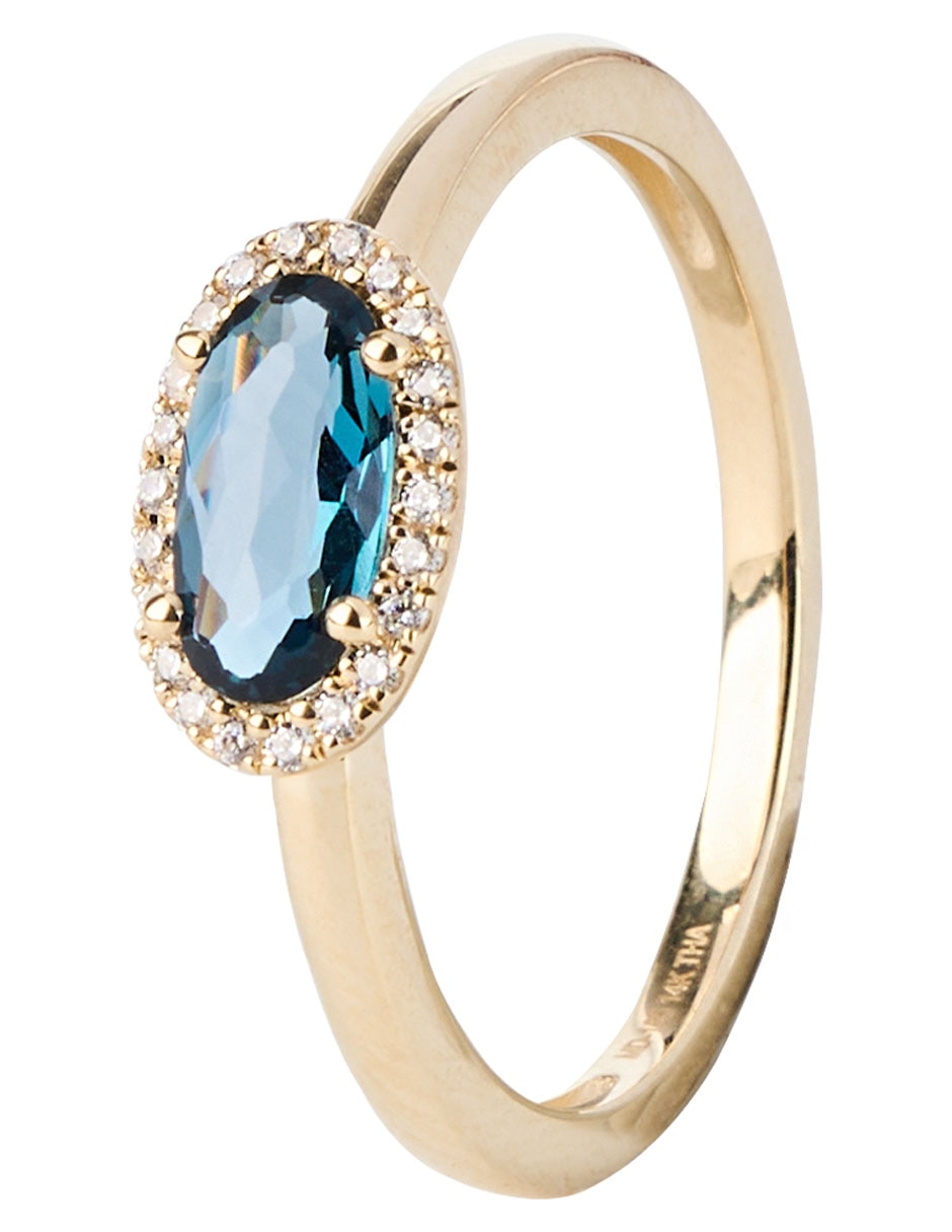 Anillo 14 K de oro topacio azul de Londres brillante 2