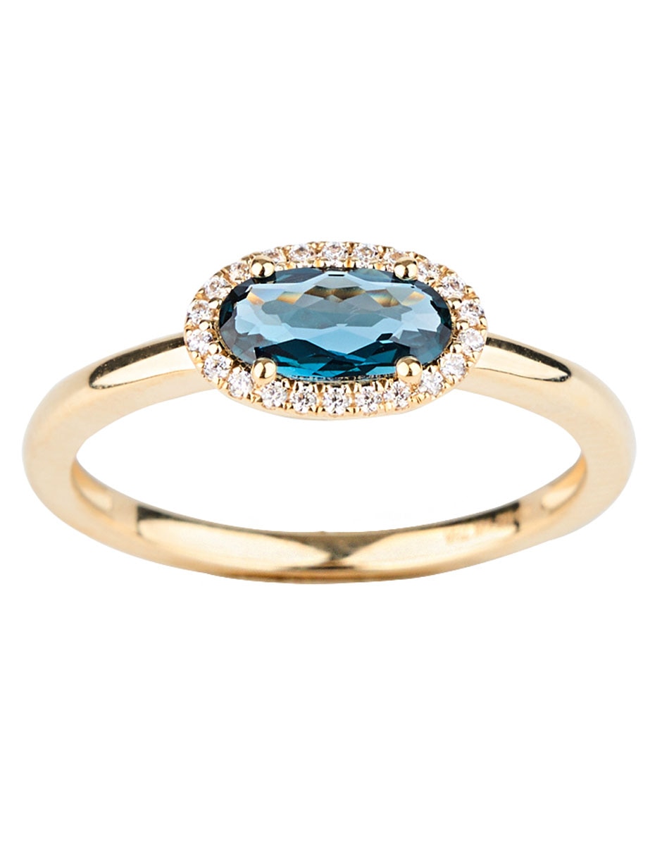 Anillo 14 K de oro topacio azul de Londres brillante 3